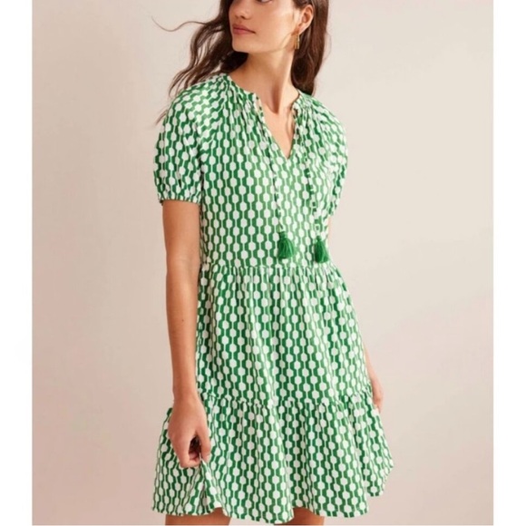 Boden Short Sleeve Jersey Mini Dress Geo Azure Size US 2 2R - Picture 5 of 12